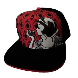 Disney Snow White Hat Cap Snap Back Black Red Embroidered Movie Animated New